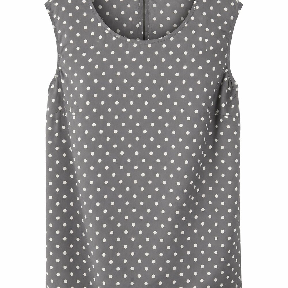 Merona Gray Polka Dot Sleeveless Blouse XL Back Keyhole‎ plus size office casual